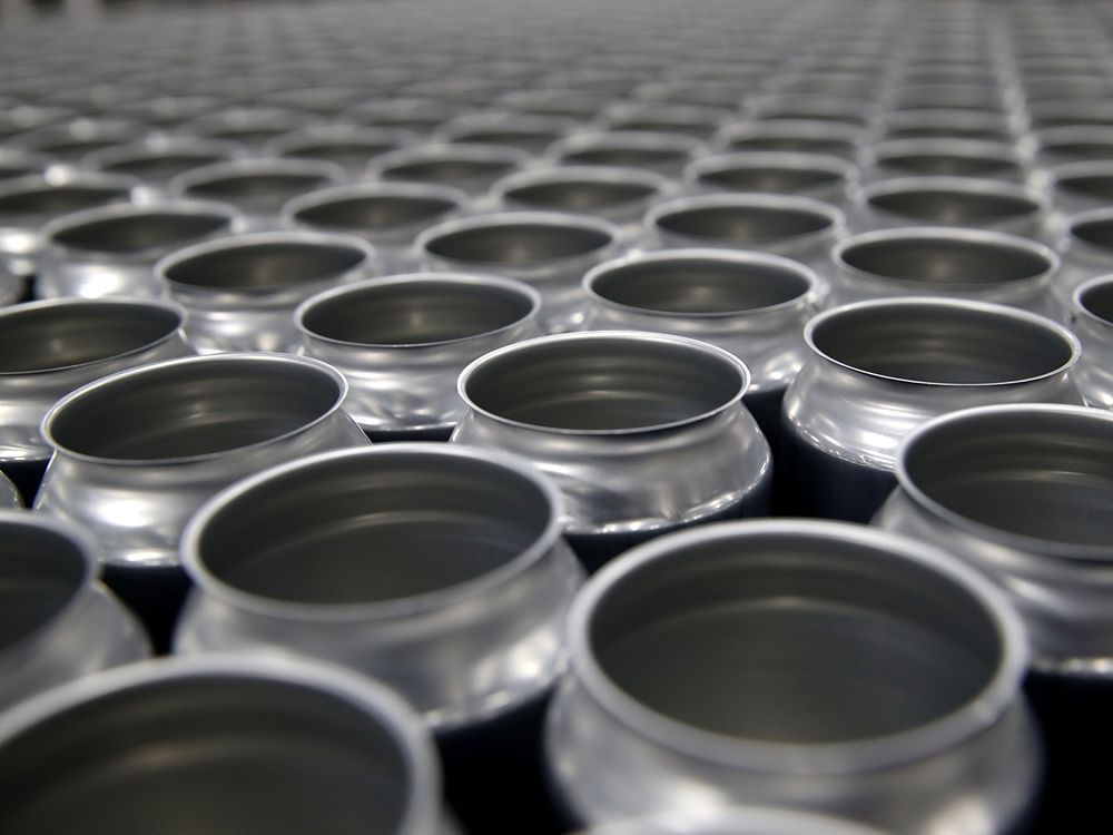  Empty aluminum cans at a brewery in California.