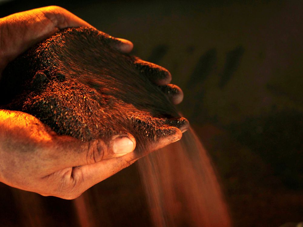  A worker holds nickel ore in Indonesia.
