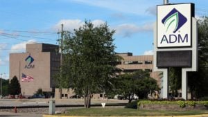 Archer-Daniels-Midland (ADM) logo on sign at office campus