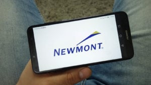 Newmont (NEM) logo on a mobile phone screen