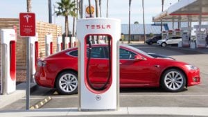 TSLA stock: Tesla Super Charging station on Stockdale Hwy and the 5 fwy. Tesla Supercharger stations allow Tesla cars to be fast-charged at the network within an hour.