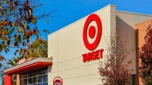 Image of the Target (TGT) logo on a storefront.