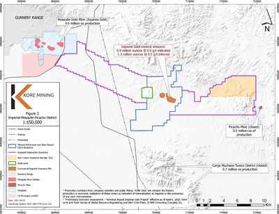 FIGURE 3: IMPERIAL GOLD PROJECT AREA MAP (CNW Group/Kore Mining)