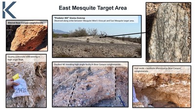 FIGURES 3-5: Photo compilations of the western area prospects Ogilby, Powerline/Smoketree/Ironwood, and East Mesquite (CNW Group/Kore Mining)