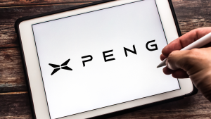 The Logo of Chinese electric vehicle manufacturer Xpeng (Guangzhou Xiaopeng Motors, also known as XMotors.ai) on tablet. XPEV stock.