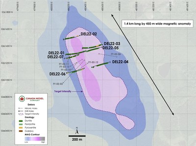 Figure 3 – Plan View of Deloro – Lithologies Overlain on Total Field Magnetic Intensity..png (CNW Group/[nxtlink id=