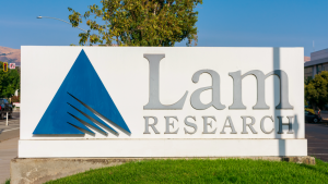 Lam Research sign and logo at semiconductor company Lam Research Corporation headquarters in Silicon Valley. LRCX Stock