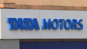A Tata Motors sign in New Delhi, India. TTM stock