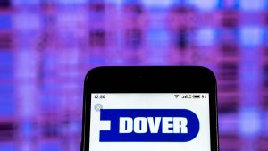 The logo for Dover (DOV) displayed on a smartphone screen.