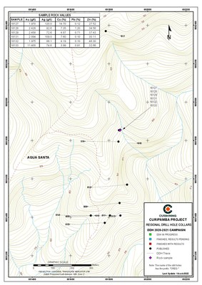 Figure 2: Drill Collar Location Map for Agua Santa target (CNW Group/[nxtlink id=