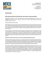 NGEx Minerals Reports Q3 2022 Results and Provides a Corporate Update (CNW Group/[nxtlink id=