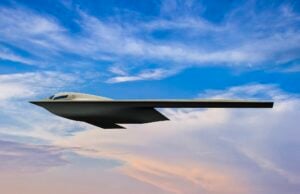 Artist rendering of the B-21 bomber made by Northrup Grumman (NOC) 