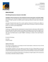 Filo Mining Announces Inclusion in the GDXJ (CNW Group/[nxtlink id=