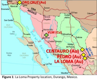 Figure 1: La Loma Property location, Durango, Mexico. (CNW Group/[nxtlink id=