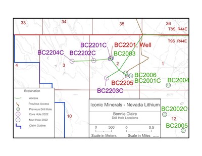 Figure 1: Drill hole locations at Bonnie Claire (CNW Group/Nevada Lithium Resources Inc)