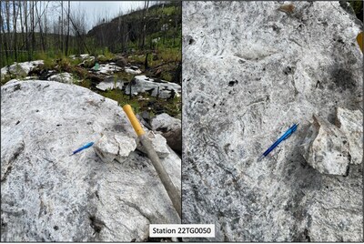 Figure 2:  View of Spark Extension looking east (left) with closeup of the "snowshoe" textures on the right (CNW Group/<span class="nxt-internal-link"><a href="https://www.nxtmine.com/stocks/tsxv-fl-frontier-lithium-inc">Frontier Lithium Inc.</a></span>)