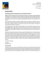 Filo Mining Announces Appointments to its Board of Directors (CNW Group/[nxtlink id=