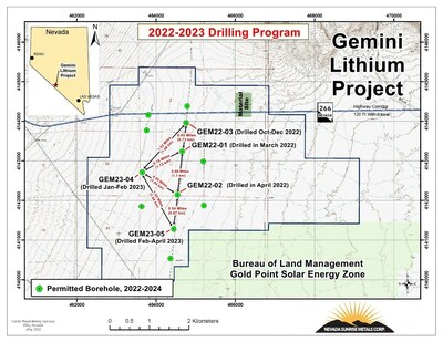 Figure 2: Gemini Lithium Project Borehole Locations, April 2023 (CNW Group/[nxtlink id=