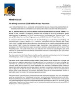 Filo Mining Announces C$100 Million Private Placement (CNW Group/[nxtlink id=