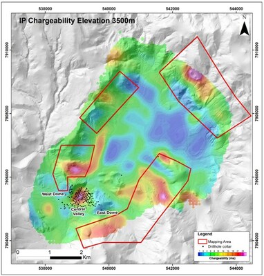 Figure 2 Geological mapping areas over IP chargeability anomalies (CNW Group/[nxtlink id=