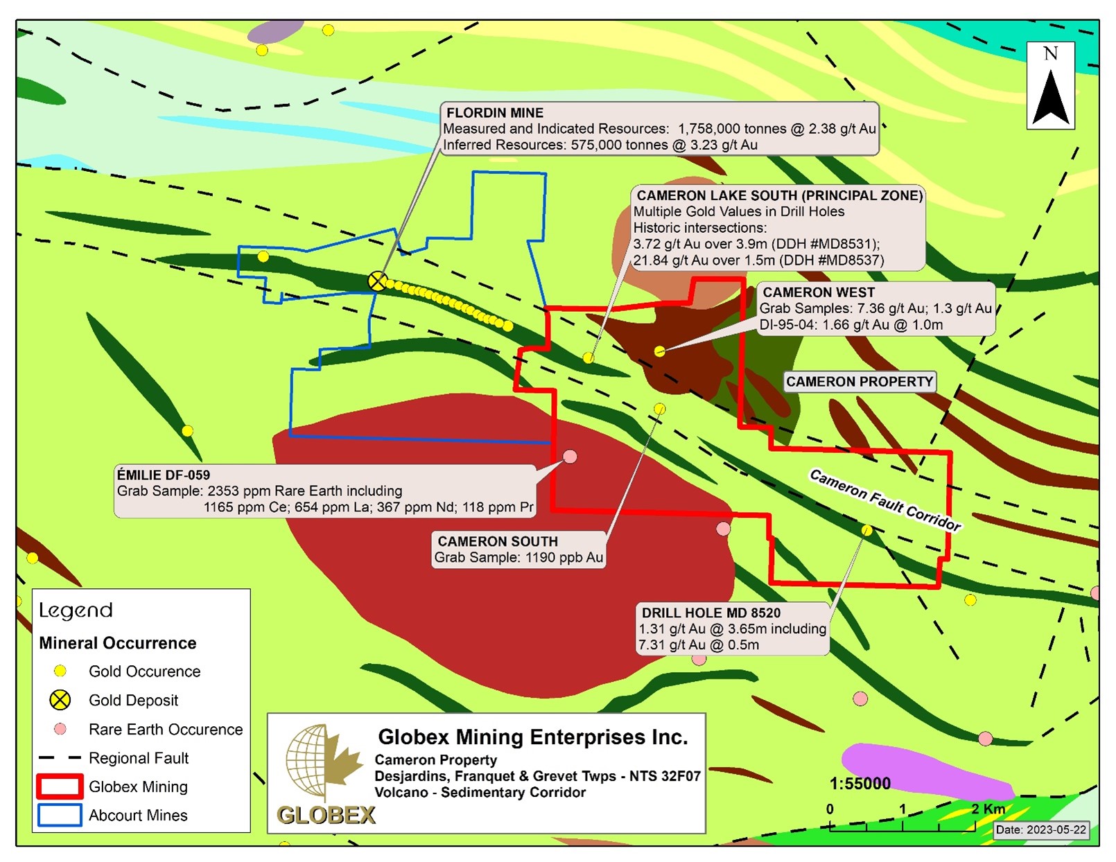 Cameron Property – Mineral Occurrences