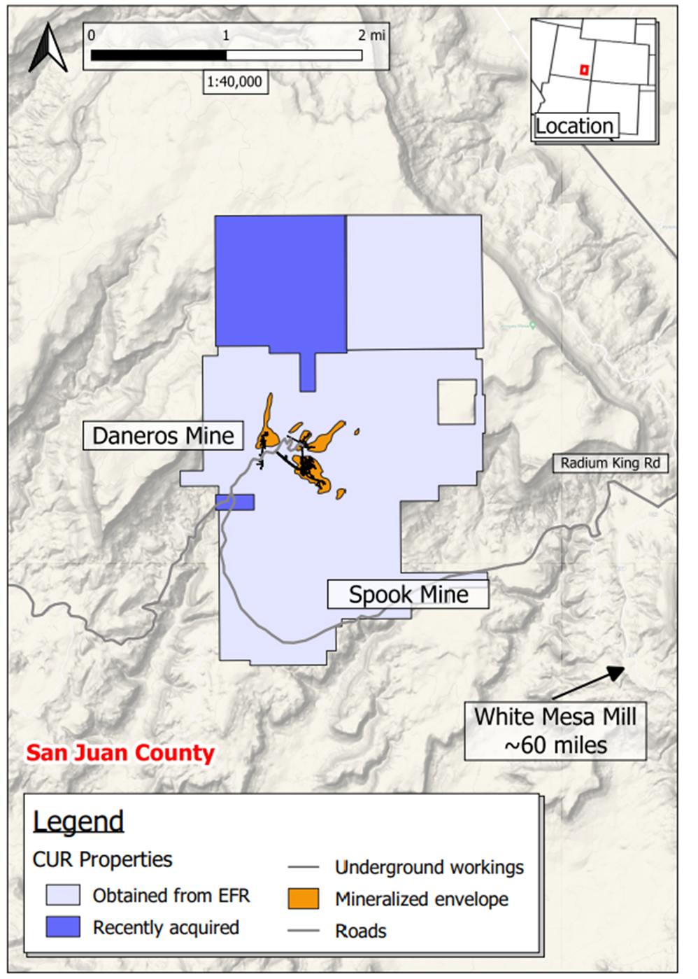 Daneros Mine location and newly acquired claims