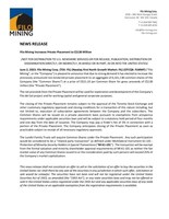 Filo Mining Increases Private Placement to C$130 Million (CNW Group/[nxtlink id=
