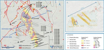 Figure 1: Plan map of recent drilling centered on the Copala structure. (CNW Group/[nxtlink id=
