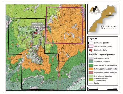 Figure 1: Location of New Boumadine Permit and Geological Context (CNW Group/[nxtlink id=