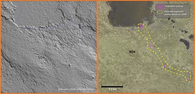 Inferred extent of the SD4 Pegmatite based on Lidar image, LDG Project, NWT (CNW Group/[nxtlink id=